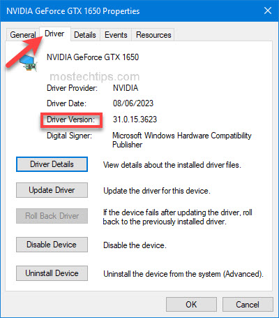 check graphics driver version in device manager