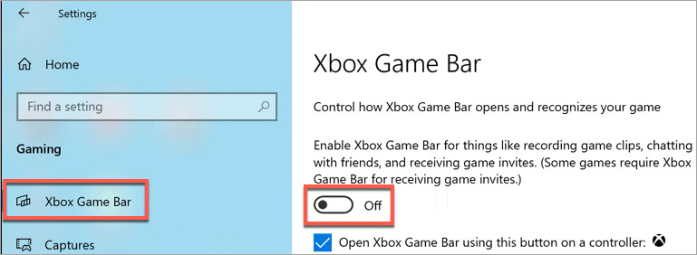 disable xbox game bar