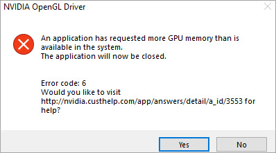 fix the nvidia opengl driver ran out of memory error